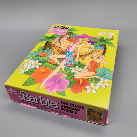 Vintage 1989 Barbie Tropical Puzzle 100 Pc Mattel Hawaii Island Theme Complete - Picture 10 of 10